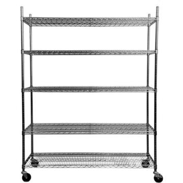 Chrome Plated Carbon Steel Mobile Wire Shelving Storage Rack